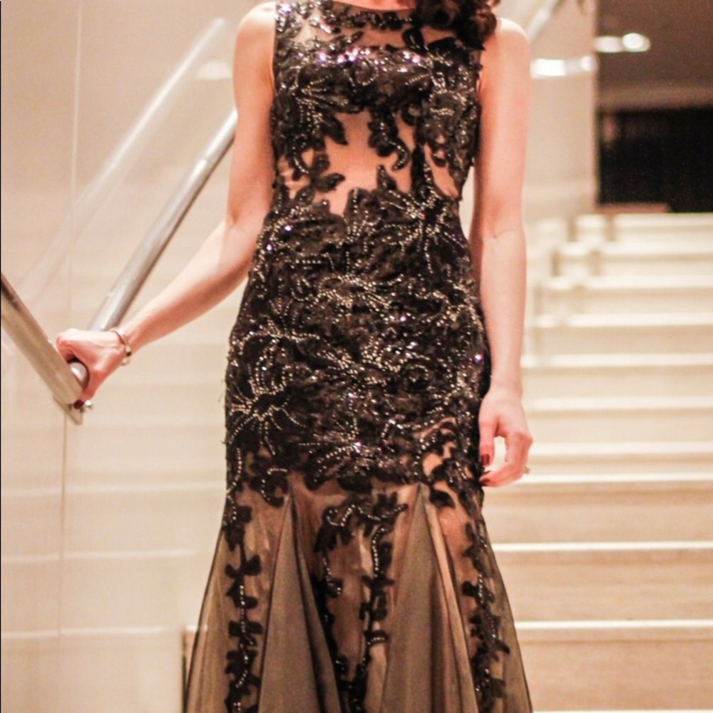 Black sequin jovani gown size 0 (2015)